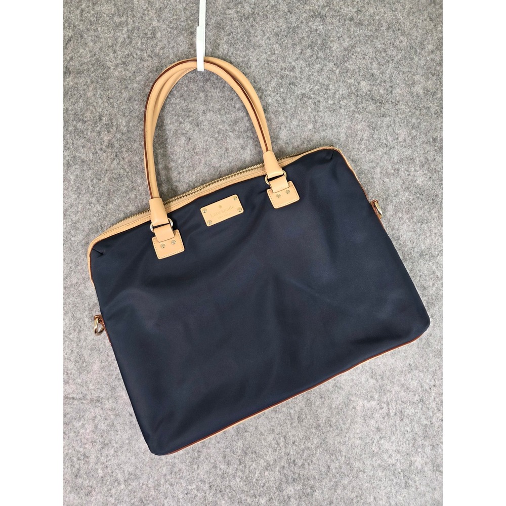 Kate Spade Kennedy Park Calista Laptop Bag Navy Blue Nylon Leather Trim Lined